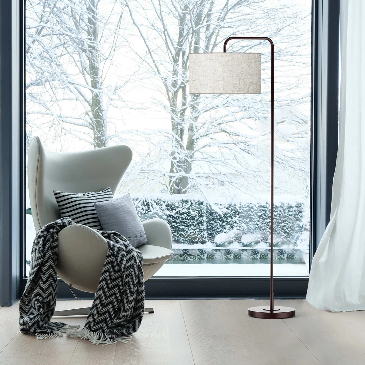 Ebern Designs Landrau 65.5" Arched Floor Lamp with 2 LED Bulbs Included & Reviews | Wayfair | Wayfair North America