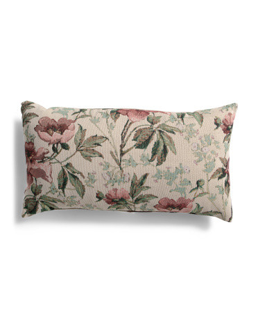 Made In Usa 14x24 Esther Floral Tapestry Lumbar Feather Fill Pillow | TJ Maxx