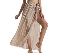 Eicolorte Beach Sarong Pareo Womens Semi-Sheer Swimwear Cover Ups Short Skirt with Tassels | Amazon (US)