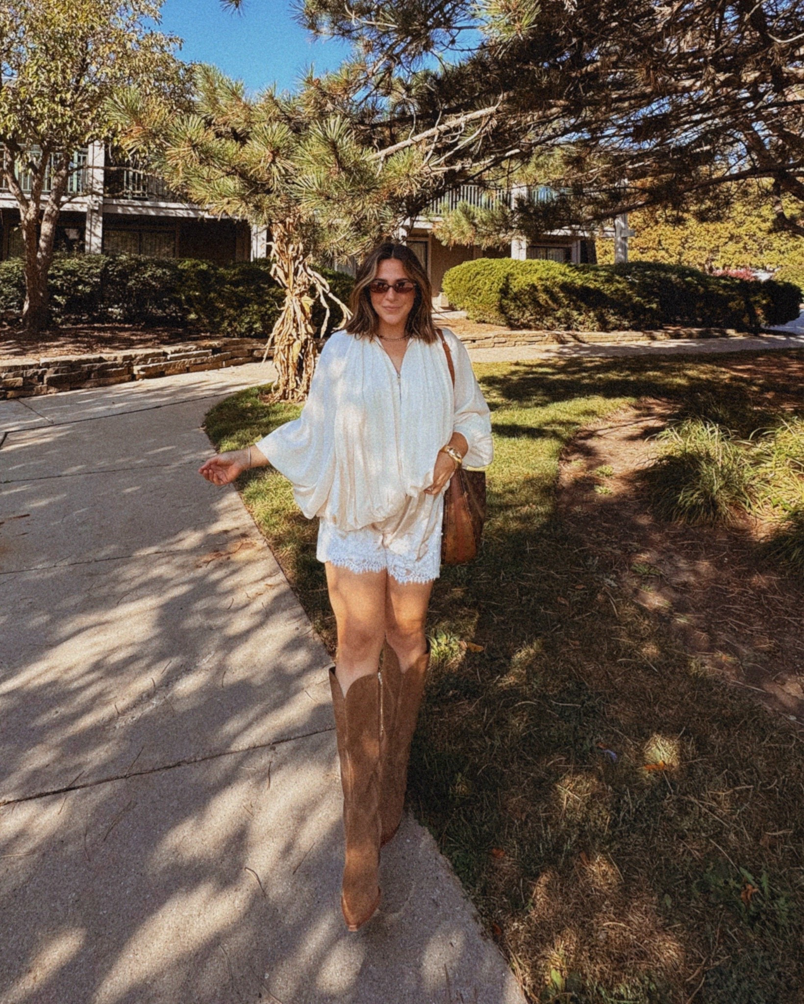 Hot fall day outfit in all white! Lace detail shorts with the viral Zara wanna be jacket! Size XL shorts, size L jacket. White button down size L. Boots wide calf TTS.

#LTKootd #LTKSeasonal #LTKMidsize