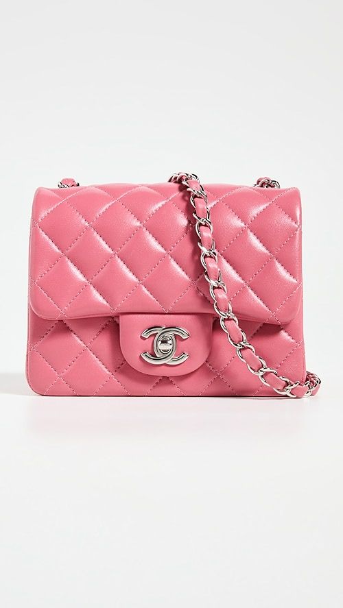 Chanel Pink Lambskin Square Flap Mini Bag | Shopbop