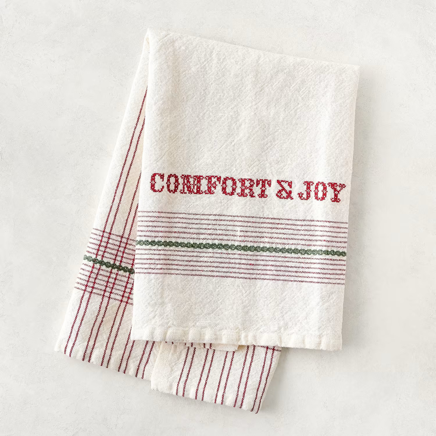 Comfort + Joy Embroidered Tea Towel | Magnolia