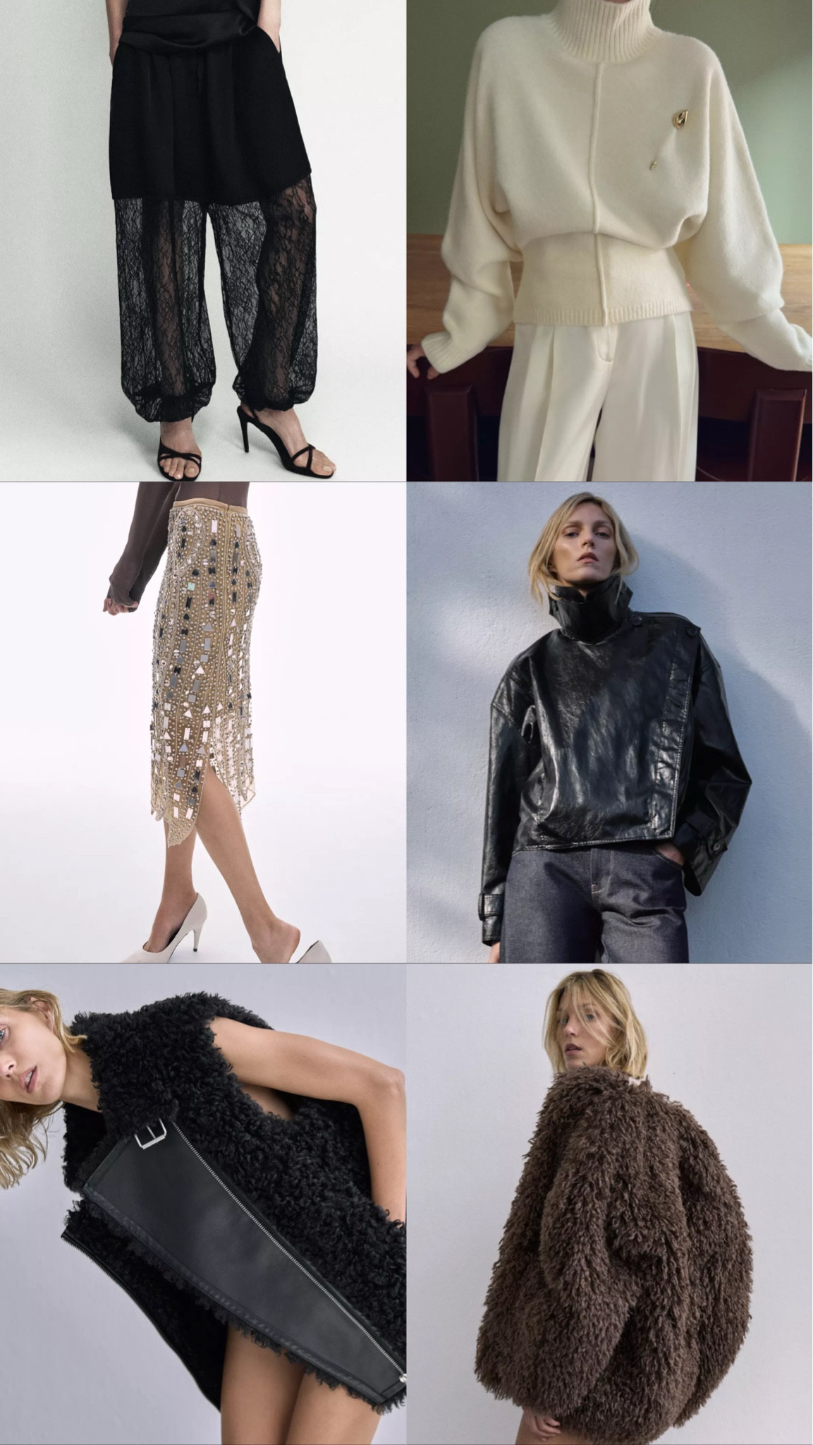 Zara. Zara new in. New in. Gilet. Faux fur gilet. Faux fur. Lace trousers. Trousers. Jumper. Knitted jumper. Knitwear. Skirt. Embellished skirt. Midi skirt. Leather jacket. Jacket. Faux fur jacket. Faux fur coat. Coat  

#LTKautumn #LTKstyletip #LTKuk