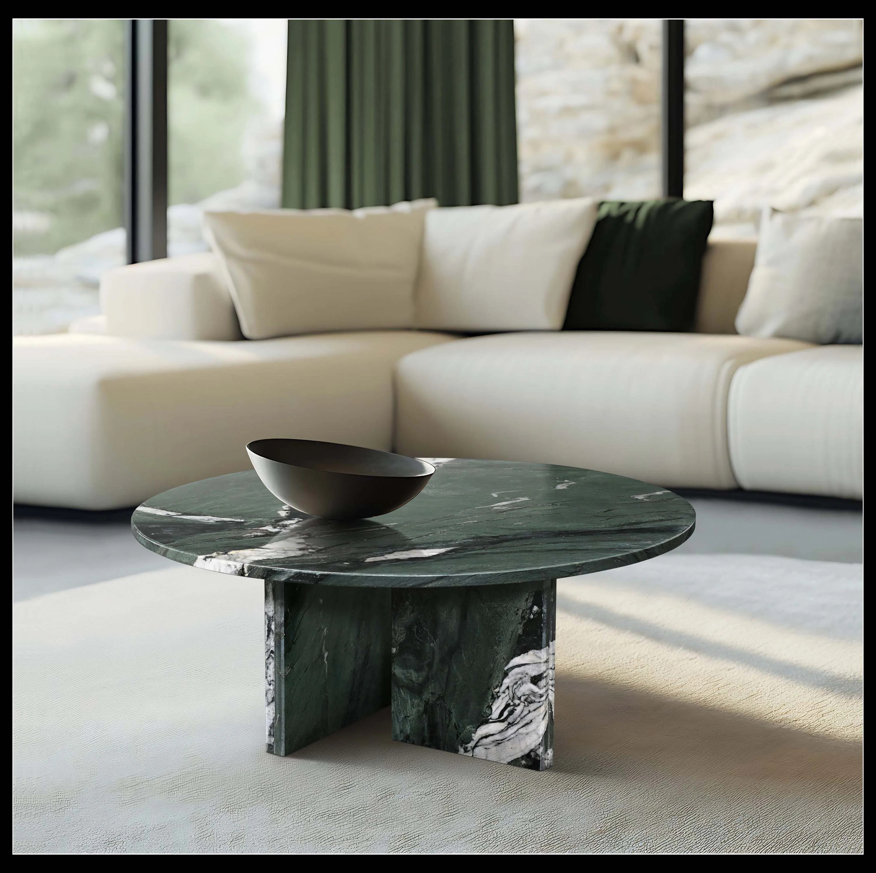 Corrigan Studio Green Natural Marble Coffee Table, Small Table, Living Room Table, Natural Stone,... | Wayfair North America