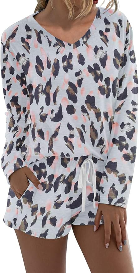 PRETTYGARDEN Women’s Tie Dye Printed Pajamas Set Long Sleeve Tops with Shorts Lounge Set Casual... | Amazon (US)