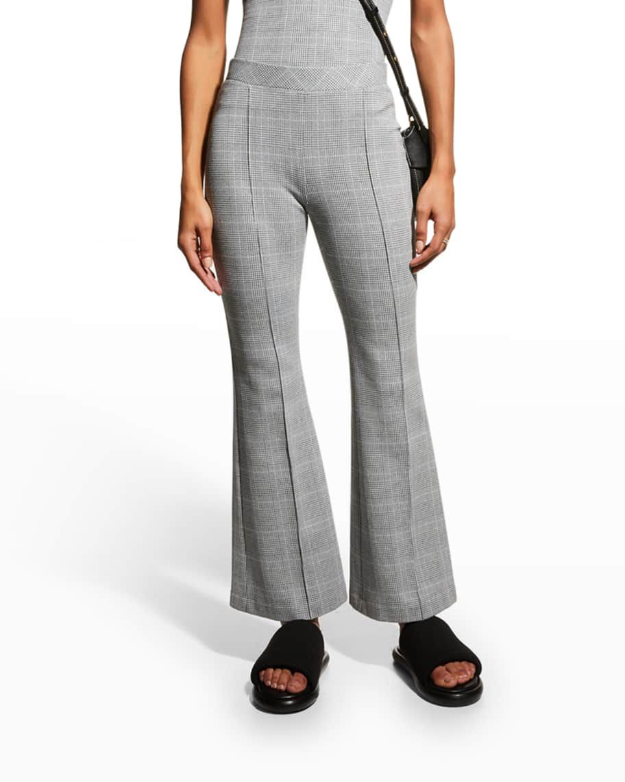 Rosetta Getty Prince Of Wales Jacquard Flare-Leg Ankle Pants | Neiman Marcus
