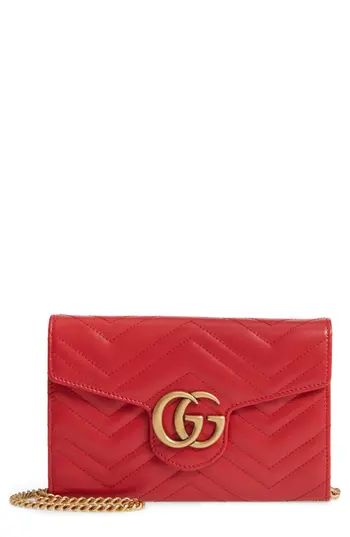 Women's Gucci Gg Marmont 2.0 Matelasse Leather Wallet On A Chain - Red | Nordstrom