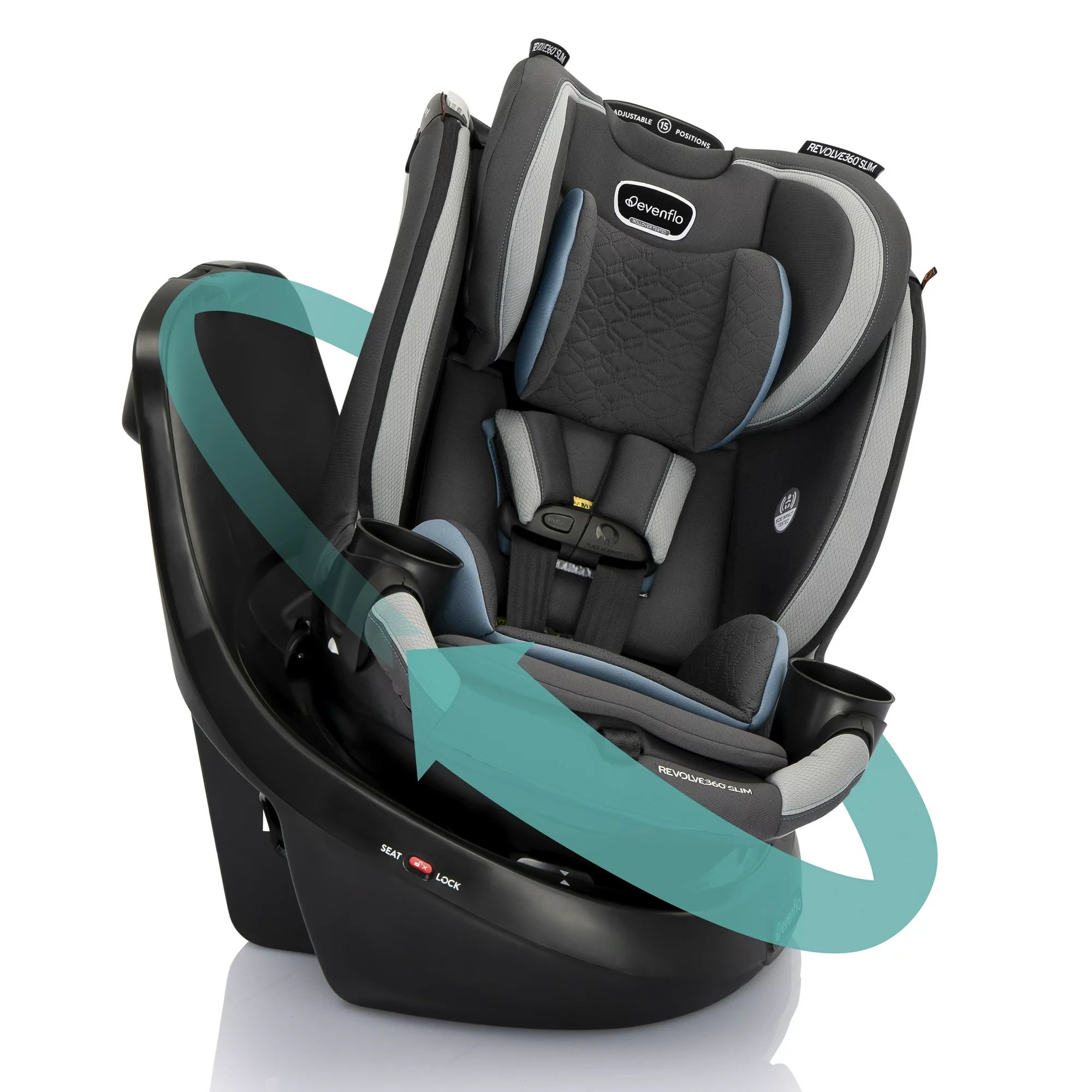 Revolve360 Slim 2-in-1 Rotational Car Seat with Quick Clean Cover (Stow Blue) | Walmart (US)