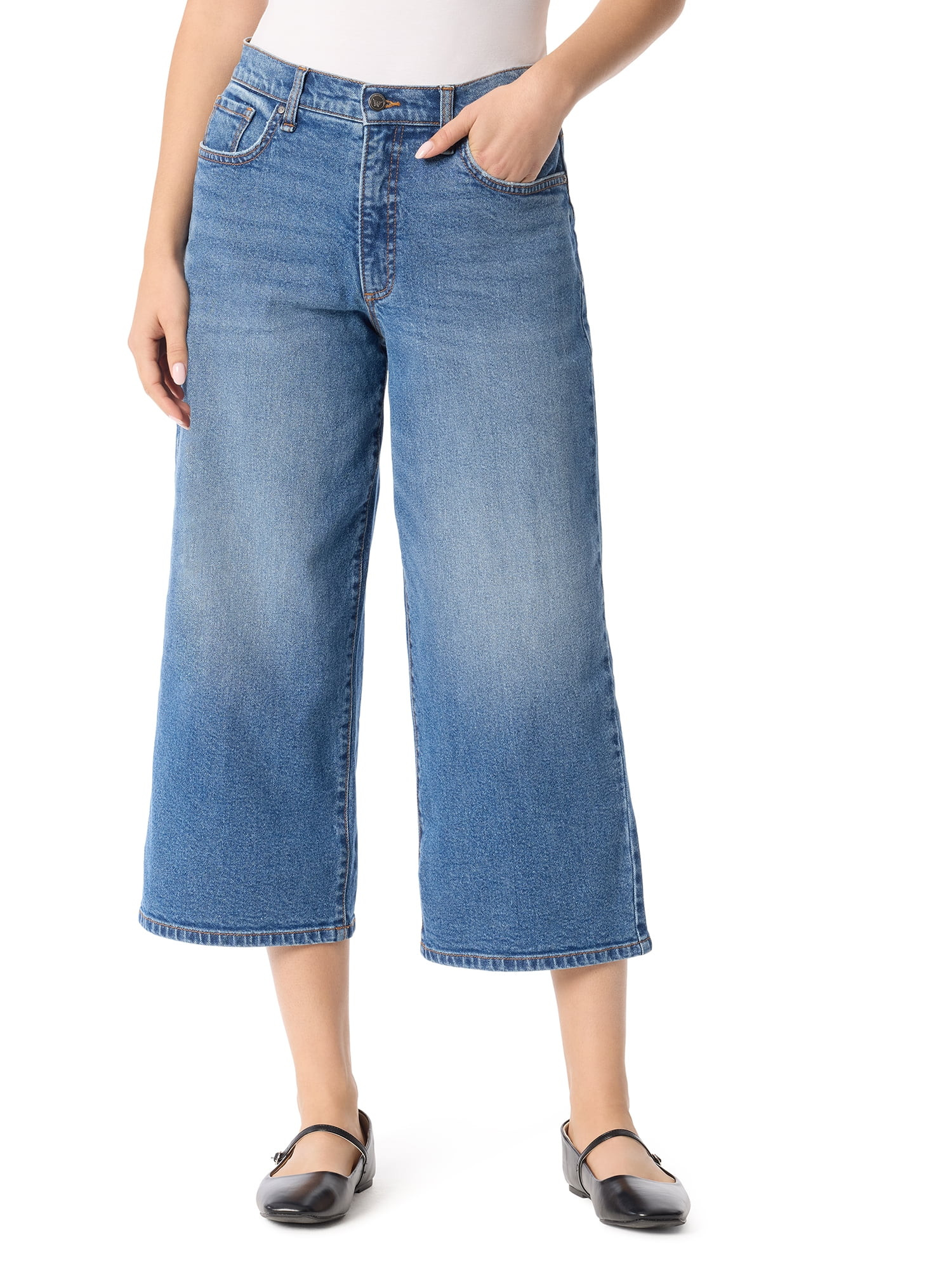 Jessica Simpson Women's and Women's Plus Wide Leg Crop Jeans, Sizes 2-26W | Walmart (US)
