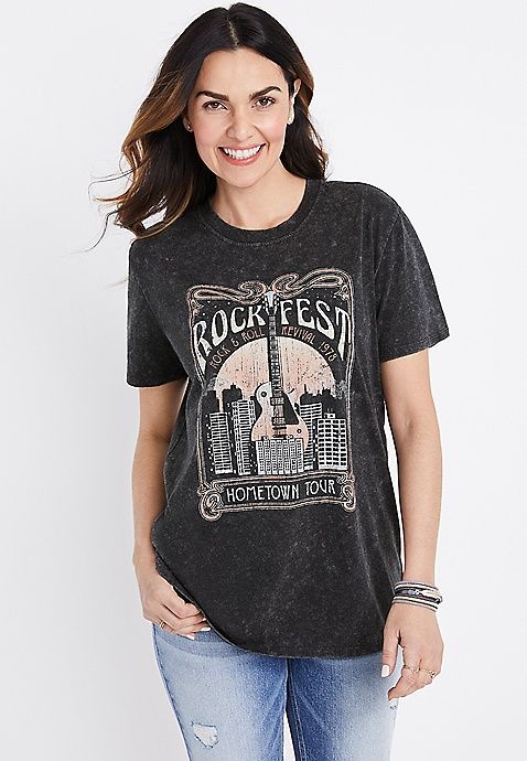 Rockfest Oversized Graphic Tee | Maurices