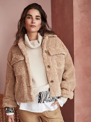 Cropped Sherpa Trucker Jacket | Banana Republic (US)