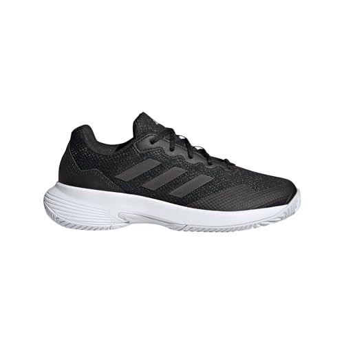 adidas Women's Gamecourt 2.0 Tennis Sneaker, Black/Black/Silver Metallic, 5 | Amazon (US)