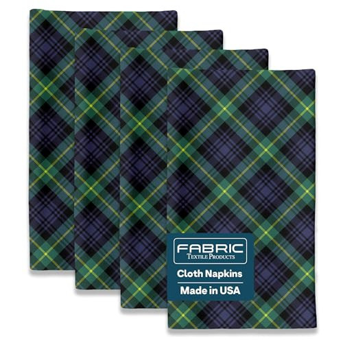 Blue & Green Tartan Cloth Napkins Set of 12 | Decorative Plaid Dinner Napkins | Made in The USA | Stain-Resistant & Absorbent | Reusable | Amazon (US)