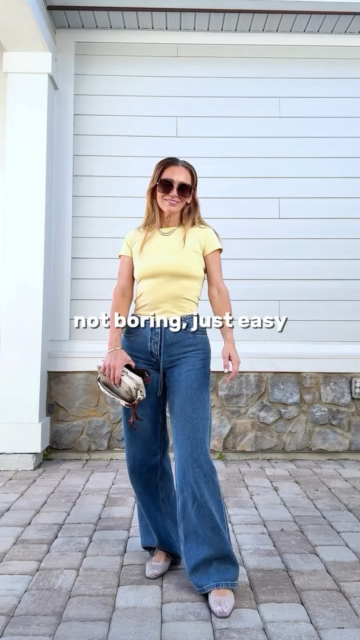 Not every outfit needs to be a whole production.
Sometimes I just want a soft tee, interesting trendy jeans, and comfortable shoes. Pieces I know I’ll actually wear 💛
Comment SHOP for links.

Wearing XS in the t-shirt and size 24 denim. Shoes are true to size  

#elevatedeverydaystyle #ootd #momstyle #ltkstyletip #whatiwore