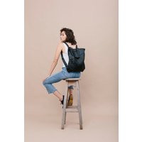 Black Leather Backpack, Convertible Backpack, Big Black Hipster Bag, Unisex Bag, Zipper Laptop Backpack | Etsy (US)