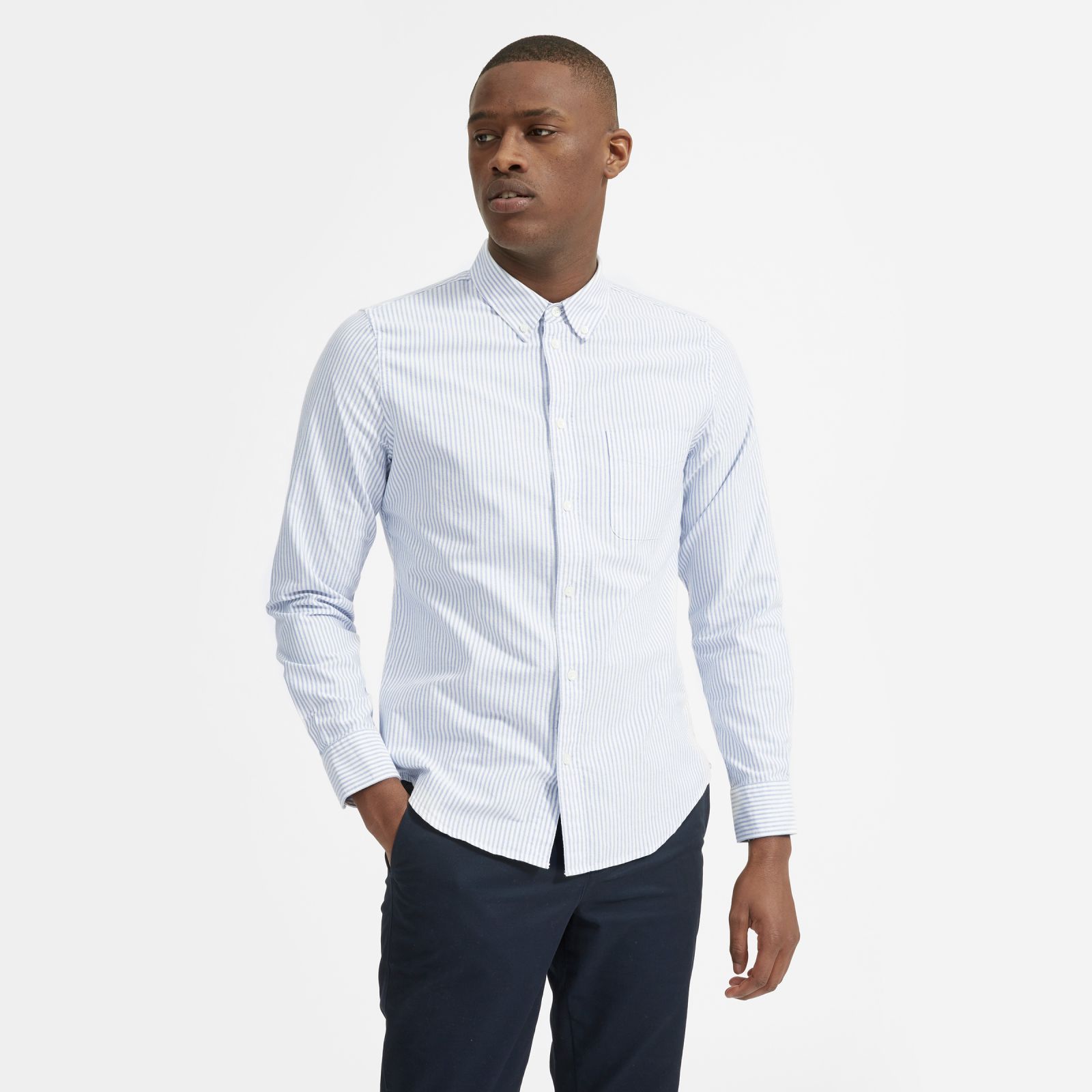 Men's Japanese Slim Fit Oxford Shirt by Everlane in White/Blue, Size XS | Everlane