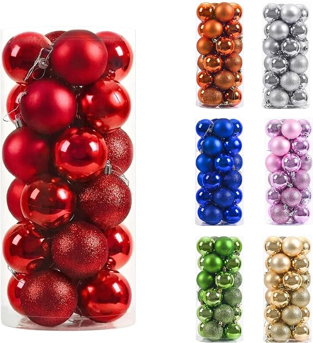 Paramexview® 24 Pcs Christmas Balls Set, 40mm/1.57" inch, Christmas Tree Hanging Shatterproof Or... | Amazon (US)