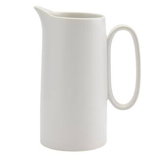 TABLETOPS GALLERY 49 fl. oz. Skinny White Stoneware Pitcher with Oval Handle-TTU-06571-EC - The H... | The Home Depot