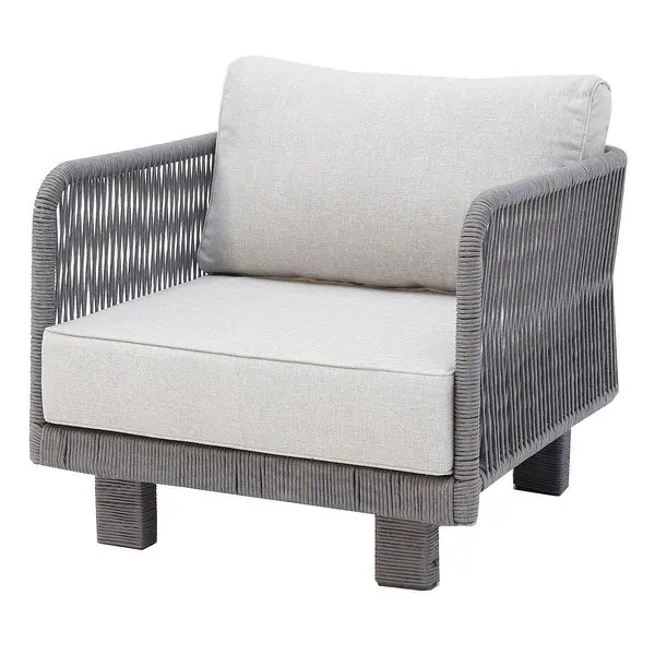Cancun Outdoor Patio Furniture Club Chair Durable Aluminum Frame Includes Light Grey Olefin Cushi... | Bed Bath & Beyond
