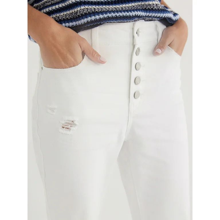 Time and Tru Women's High Rise Straight Crop Jeans, 25” Inseam, Sizes 2-20 - Walmart.com | Walmart (US)