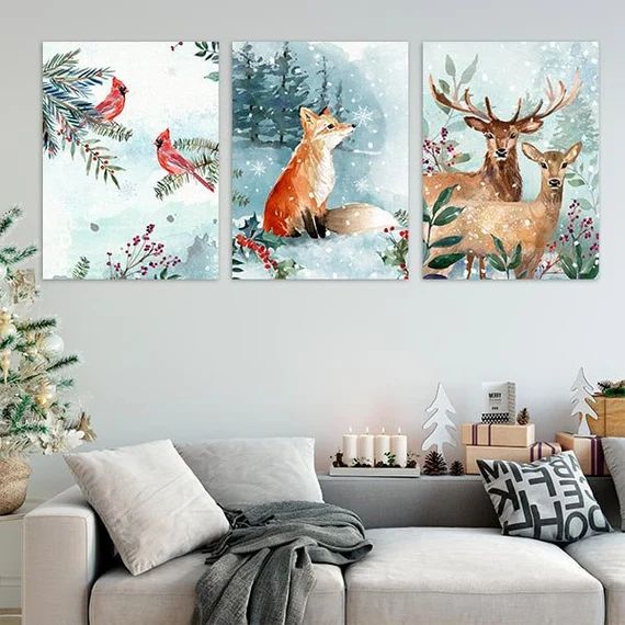 Christmas Canvas PaintingsWinter Wall DecorWinter Wonderland | Etsy | Etsy (US)