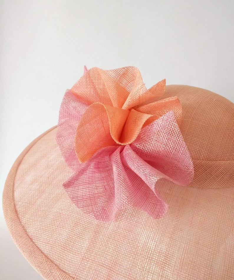 Adira- Gorgeous sinamay hat in tones of Peach, Pink and Coral | Etsy (US)