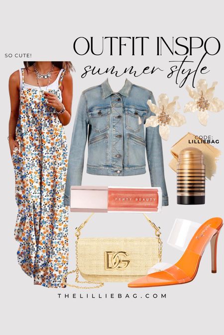 Summer style! How cute is this set from Amazon?! 
DIBS code: LILLIEBAG 

Ordered these heels in 3 colors, so comfy! 

Spring outfit. Summer outfit. Denim jacket. Heels. 

#LTKfindsunder50 #LTKstyletip #LTKSeasonal