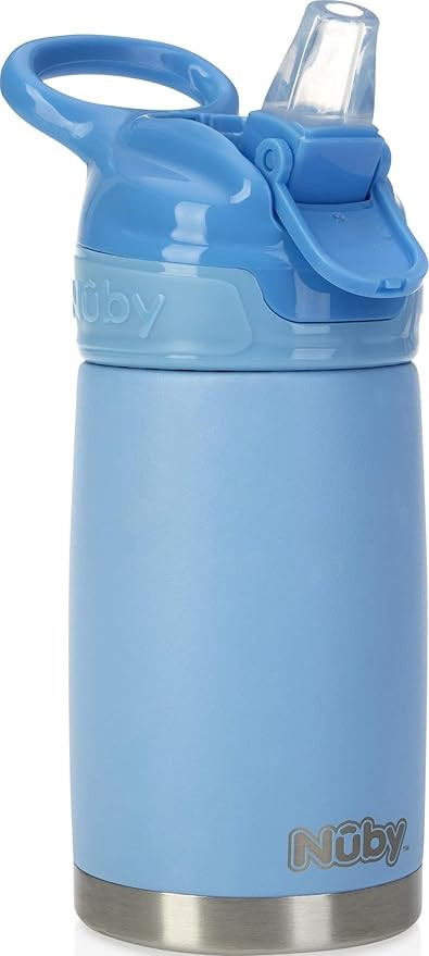 Nuby Thirsty Kids No Spill Flip-It Reflex Travel Cup - 10.1 oz | Stainless Steel - Blue | Amazon (US)