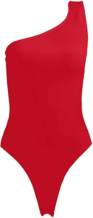 Kelisky MISSACTIVER Women's Sexy One Shoulder Sleeveless Solid One Piece Bodysuit | Amazon (US)