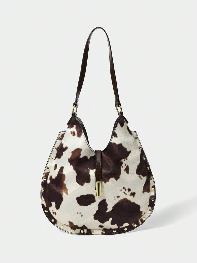 SHECARRY Women's Fashion Retro Cow Print Shoulder Bag, Vintage Bag For Women | SHEIN