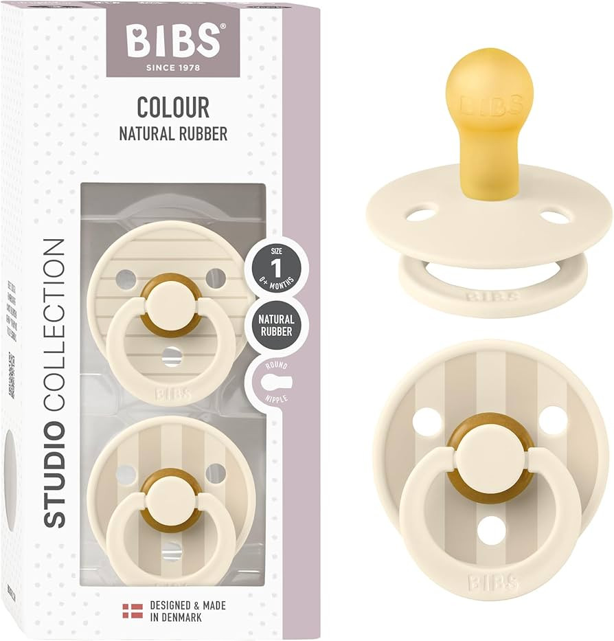 BIBS Pacifiers - Studio 2 Pack | Round Nipple Baby Pacifier | BPA Free Natural Rubber Latex Sooth... | Amazon (US)