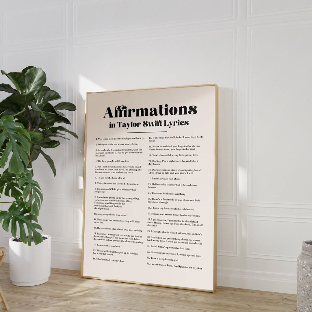 Taylor Swift Affirmations, Taylor Swift Lyric Poster Canvas, Taylor Swift Poster, Taylor Swift Pr... | Etsy (US)