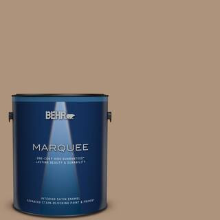 BEHR MARQUEE 1 gal. #PPU4-04 Soft Chamois One-Coat Hide Satin Enamel Interior Paint & Primer 7454... | The Home Depot