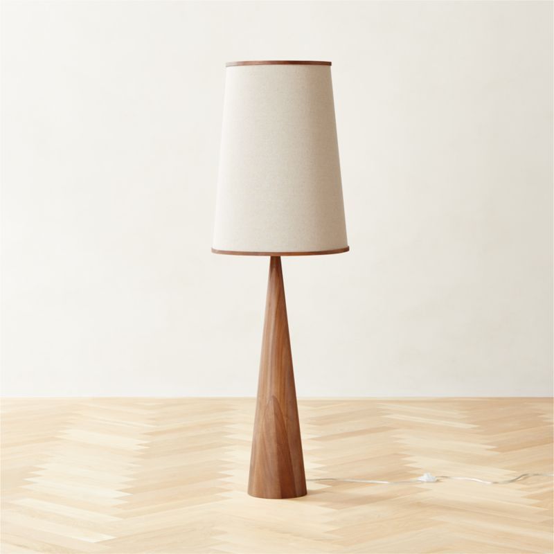 Bruna Walnut Wood and Linen Modern Floor Lamp | CB2 | CB2