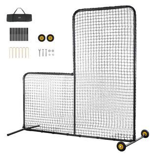 L Screen Baseball for Batting Cage 7 x 7 ft. Softball Safety Screen Body Protector with Wheels | The Home Depot
