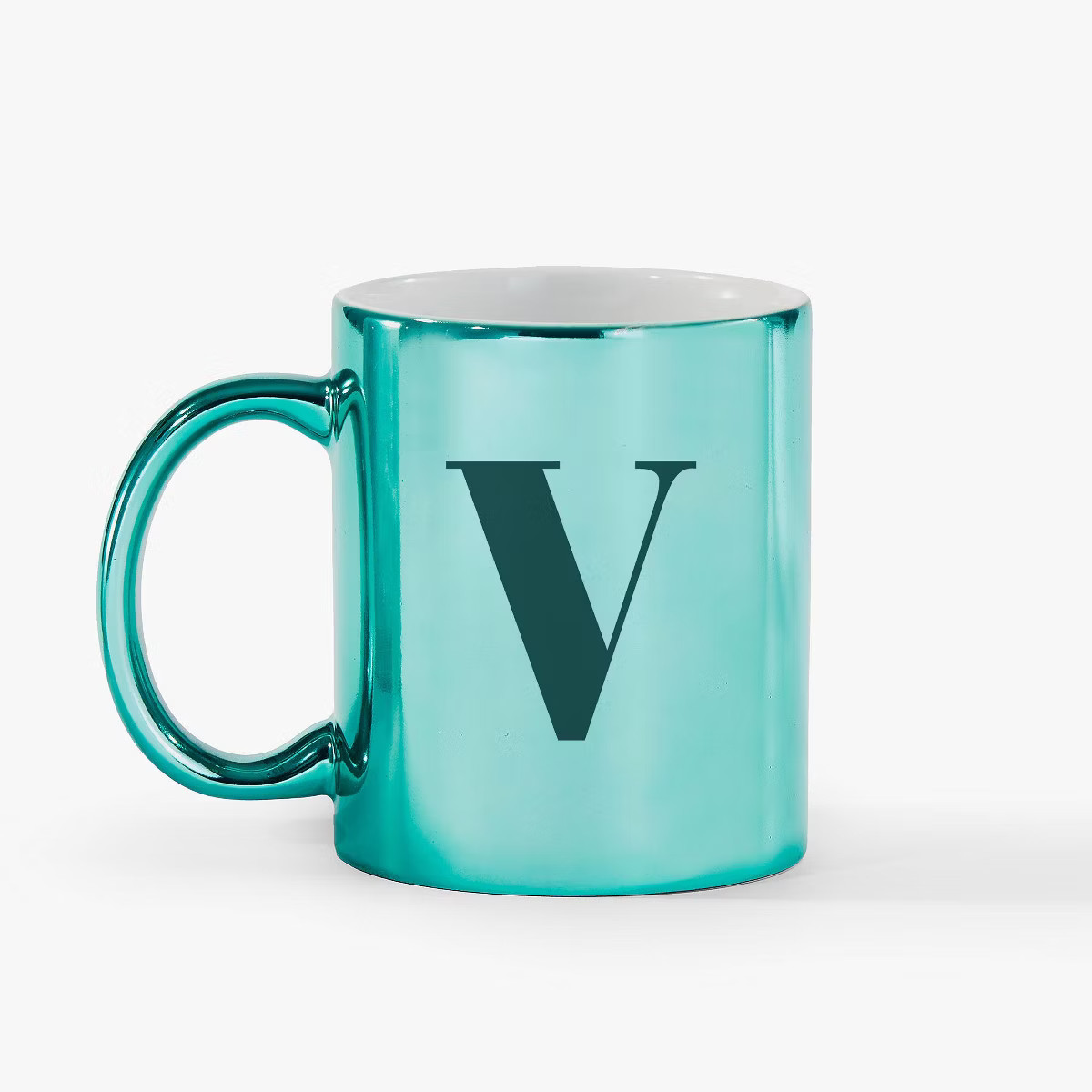 Personalization Mall Metallic Initial 11 Oz. Mug, Green | Target