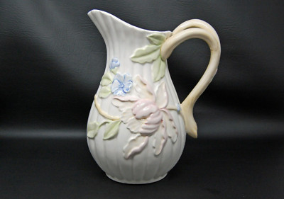Vintage Fitz & Floyd Taiwan Floral Woodland Majolica Porcelain Pitcher Urn 10" | eBay US
