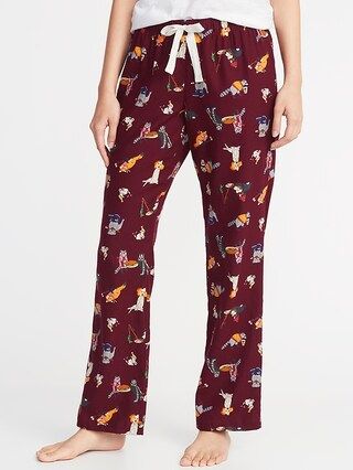 Old Navy Womens Patterned Flannel Sleep Pants For Women Dogs, Foxes & Raccoons Size XS | Old Navy US
