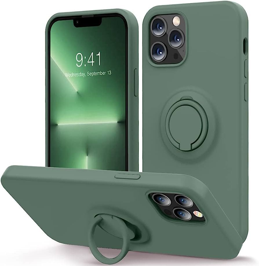 MOCCA Compatible with iPhone 13 Pro Max Case 6.7inch with Ring Kickstand|Liquid Silicone|Microfib... | Amazon (US)