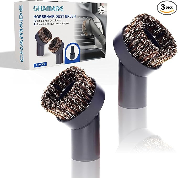 Universal 1.25'' Shop Vacuum Dust Brush Attachment with 25mm Horse Hair (2PCS) - Round Dust Brush... | Amazon (US)