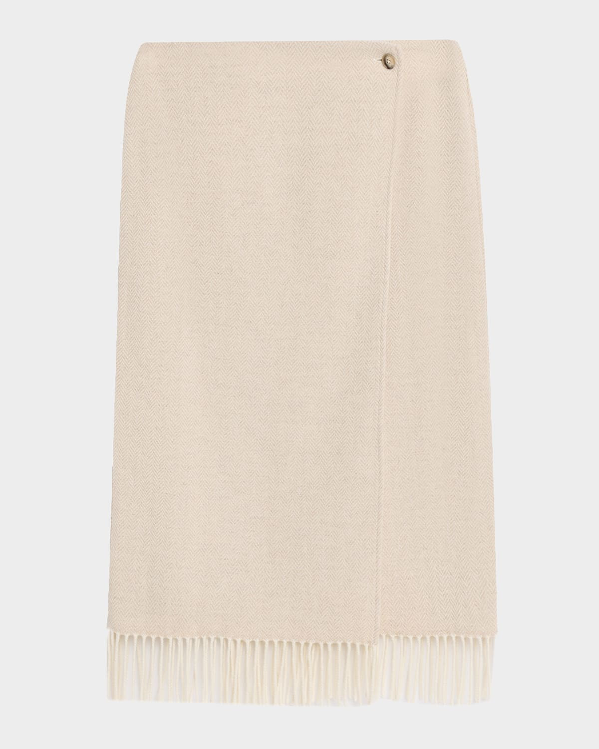 Herringbone Wool Fringe Pencil Skirt | Neiman Marcus