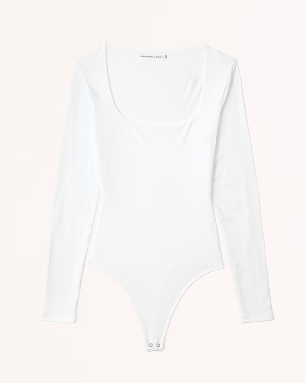 Soft Matte Seamless Long-Sleeve Squareneck Bodysuit | Abercrombie & Fitch (UK)