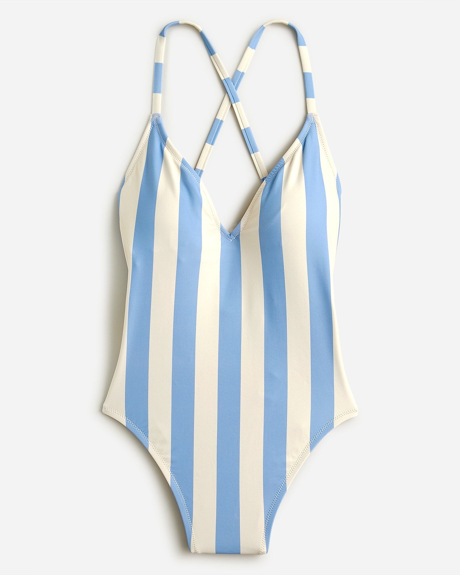 Cross-back one-piece swimsuit in Fairfax stripe | J.Crew US