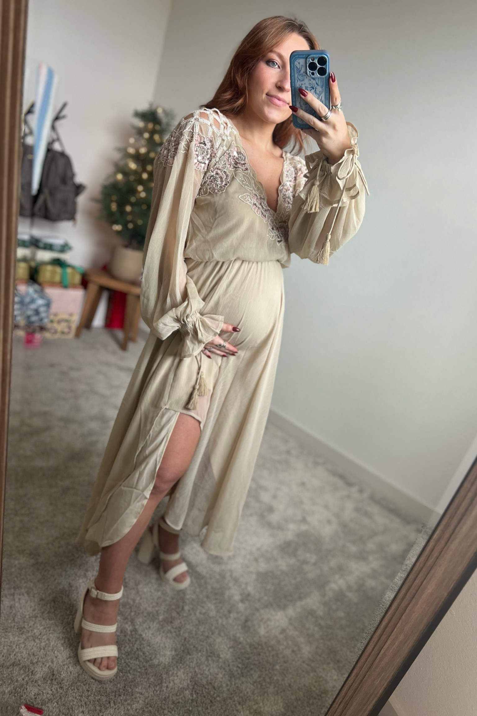 Baby Shower Dress - Maternity - ASOS Embellishment Dress - Size 4 - Lulus Chunky Heeled Sandals - Target Silver Hoop Earrings - Maternity Dress - Baby Shower - wedding guest

#LTKbump #LTKstyletip #LTKshoecrush