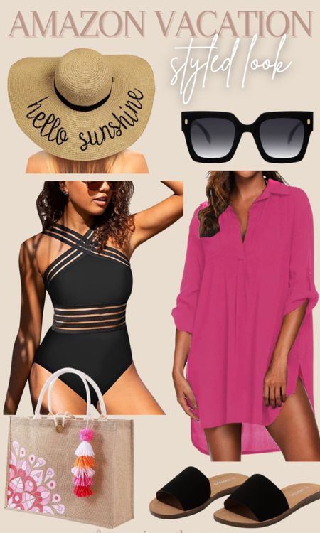 Amazon vacation styled look!

Straw hat, beach hat, sunglasses, black one piece swimsuit, swim coverup, beach tote, sandals 



#LTKSeasonal #LTKfit #LTKstyletip