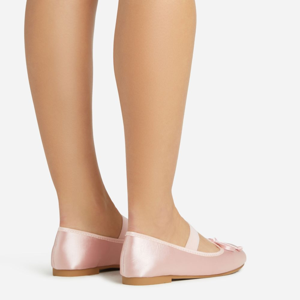 Soli Bow Detail Flat Ballet Pump In Pink Satin | EGO Shoes (US & Canada)