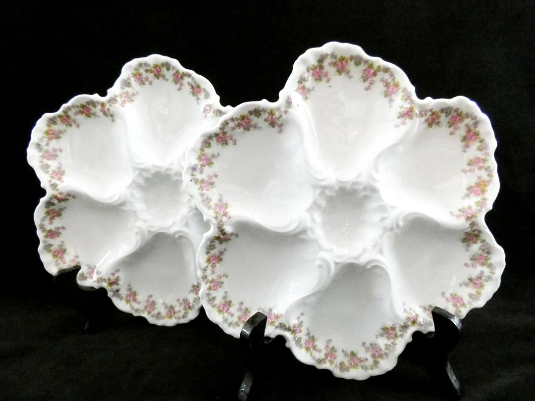 Set of 2 Antique Oyster Plates Limoges, Vintage French Oyster Plates, Limoges White Porcelain Oys... | Etsy (US)
