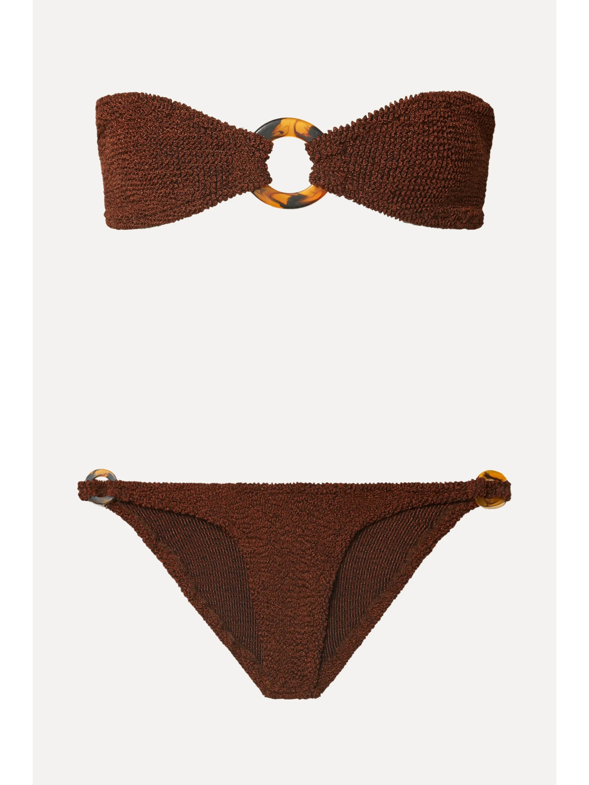 Gloria embellished seersucker bandeau bikini | NET-A-PORTER (UK & EU)