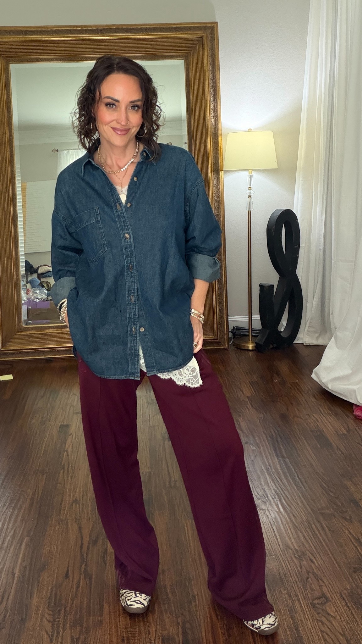 S top runs big, s lace track pants has matching jacket 

#LTKSpringSale #LTKootd #LTKOver40