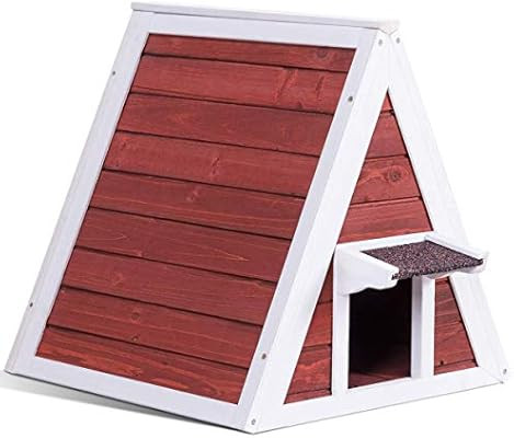 Tangkula Triangle Cat House, Wooden Indoor/Outdoor Weatherproof Pet Kitten Condo Shelter with Bac... | Amazon (US)